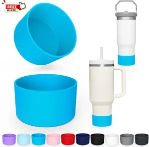 25 Colors Silicone Sleeve for 40 oz Tumbler & 20oz 30oz Water Bottles, 2 PCS Protective Cup Sleeves, BPA-Free Anti-Slip Bottom Cover, Dishwasher Safe Drinkware Aesthetic