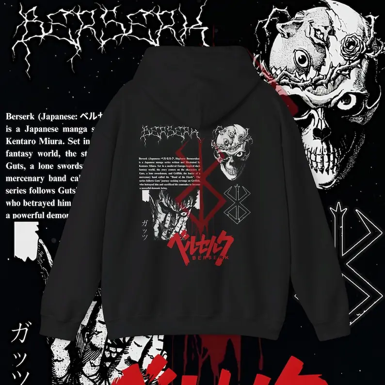2 Slide Design, Berserk Hoodie, Guts Hoodie, Guts Berserk, Guts Berserk Hoodie, Anime Hoodies, Berserk Guts hoodie, Berserk Anime, Guts Berserk Shirt