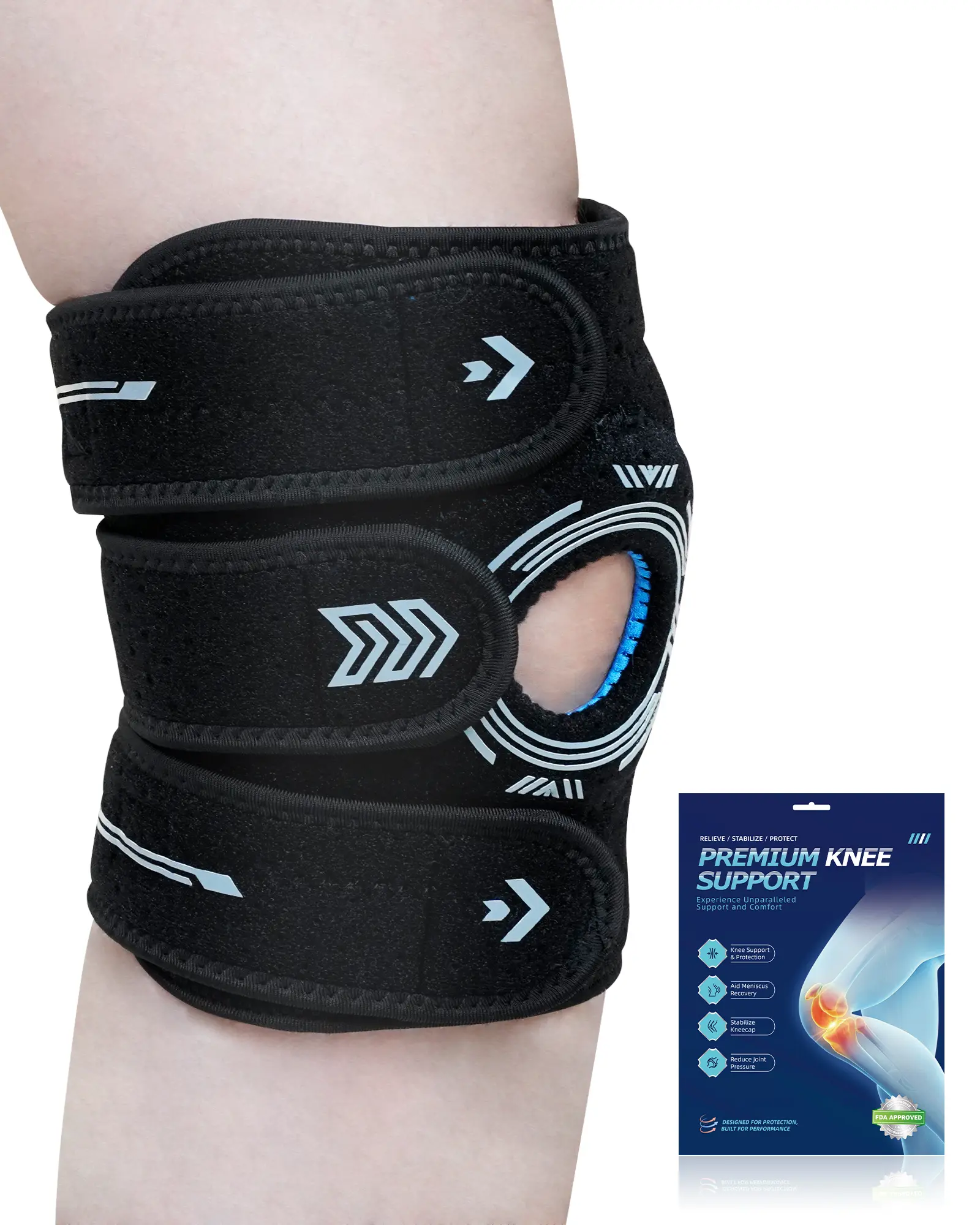 Plus-Size Knee Brace, Patella Knee Strap, Adjustable Knee Stabilizer Brace for Pain Relief, Running, Gym | Patellar & Brace Sports Sleeves & Support