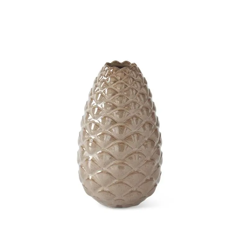 6 Inch Tan Ceramic Pinecone Vase