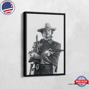 Clint Eastwood Poster, The Outlaw Josey Wales Poster, Clint Eastwood Black White Canvas, Cowboy Print, Western Movie Canvas, Western Art