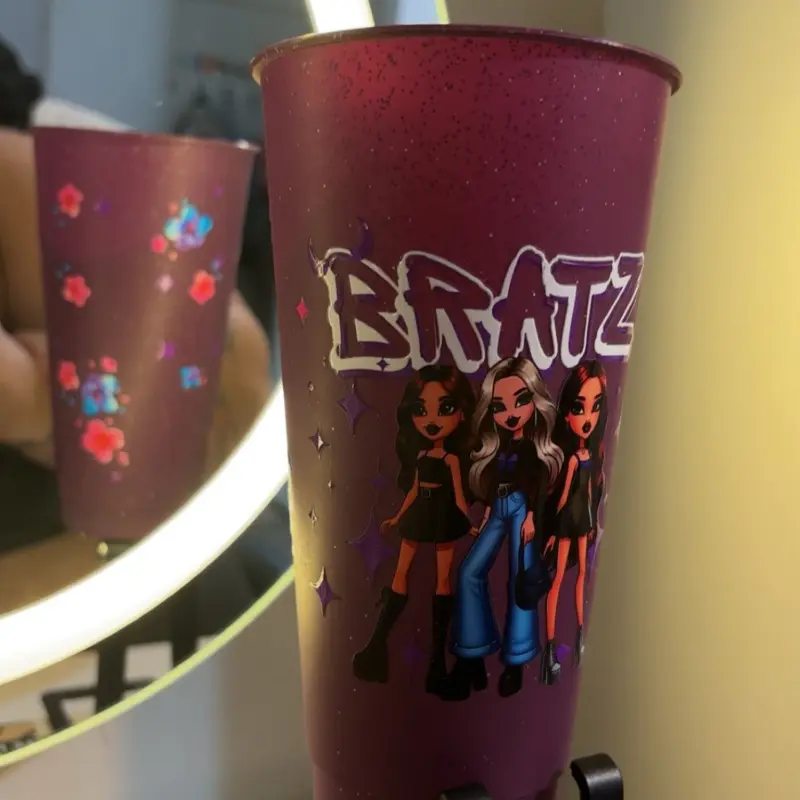 Bratz 27oz Purple Sparkle Cup with UVDTF Wrap Featuring Iconic Character Design