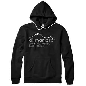 Kilimanjaro Graphic with Lat Long Elevation Pullover Hoodie