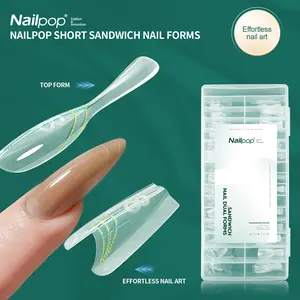 240pcs Sandwich Short Oval Dual Nail Forms, Upper & Lower Mold Combo, Precision Alignment, Clear Operation View, Professional Choice, Nail Building Molds, Nail Art