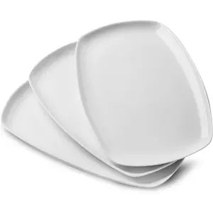 fMBB 3pcs White Serving Platters, Large Rectangular, Irregular Rectangular Trays -, Wedding, Entertaining, and Dishwasher Safe - 14 Inch