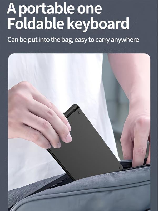 Foldable Tri-Mode Wireless Keyboard and Mouse Combo, Full-Size Silent Keyboard with Bluetooth/2.4G/Wired Connection, Rechargeable and Portable Design for Laptop, Tablet, Desktop, Boyfriend Gift