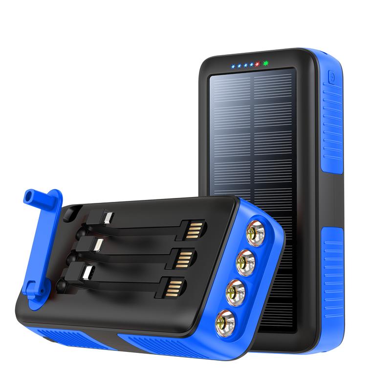 Solar Charger Power Bank 63200mAh, Portable Charger with Dual Outputs & Dual Inputs 4 LEDs Flashlight, Hand Crank Power Bank Fast Charging Battery Pack for Outdoor Camping Survival Gear