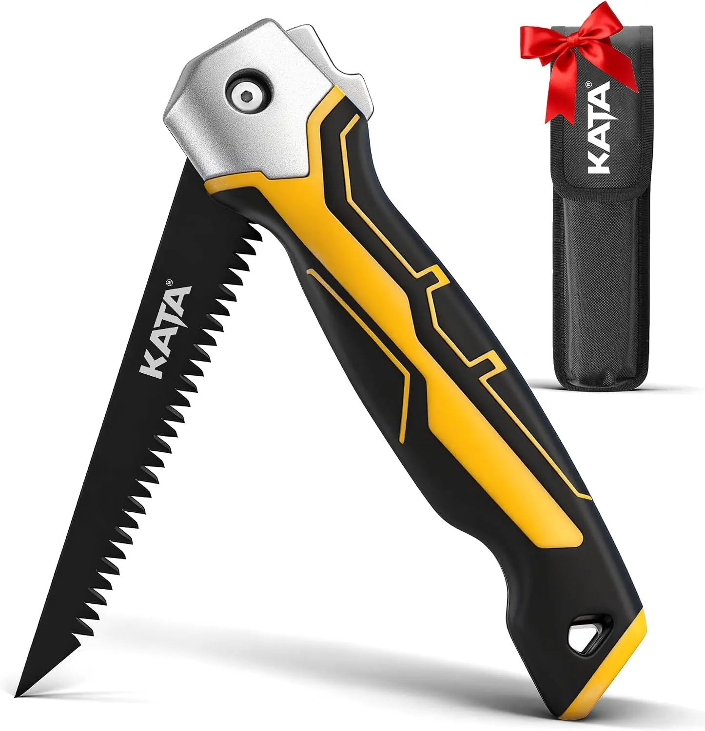 KATA Folding Saw with Sheath, Blade Jab Saw for DIY| Folding Hand Saw with Canvas Bag, 7TPI Triple Teeth Bladoft Locking Handle for, Wood, PVC Repairs