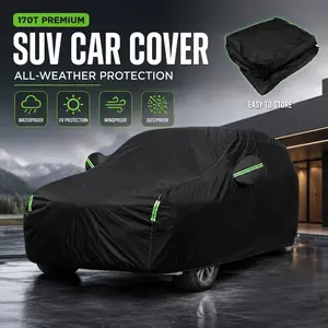 Heavy Duty SUV Car Cover Outdoor All Weather Snowproof UV Sun Protection Universal 15.9-16.7ft Scratch Resistant Black custom fit