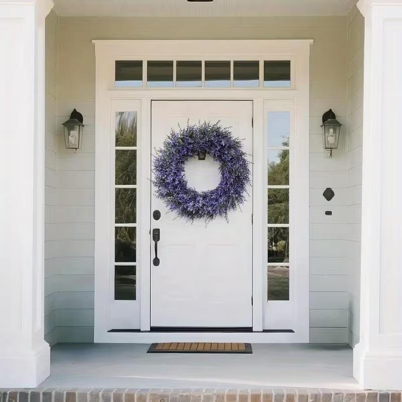 24" Lavender Eucalyptus Wreaths for Front Door - Large Farmhouse Artificial Wreath for Porch, Window, Wall Decor - Spring, Summer, Fall, Christmas, All Seasons Greenery Wreath
