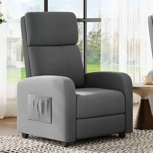 Garvee Relaxsessel with Reclining Function Upholstered Linen Single Lounge Chair Adjustable in Gray2 Brown and Gray3 Ideal for Living Room Bedroom and Home Theater Use