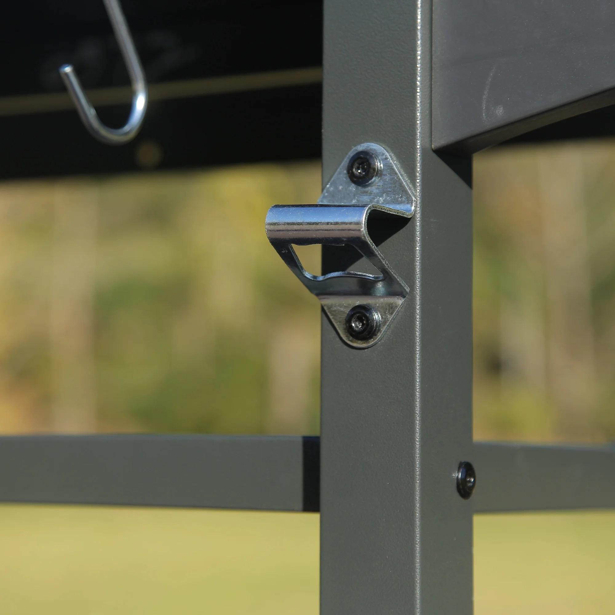 Moveable Outdoor Kitchen BBQ Worktable Trolley 42" W X 22" D 3 Storage Shelves Grill Cart Table Wheels Hooks for Food Parks