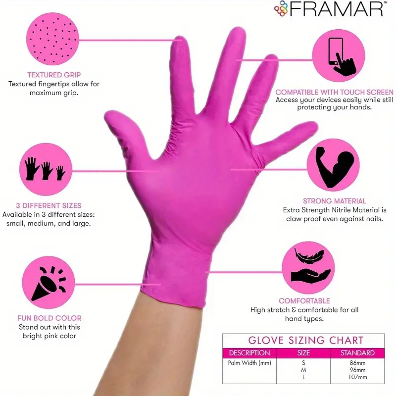 P Gloves Disposable Latex Free Nitrile Gloves Medium, Latex Free Glove Medium, Guantes De Nitrilo, for Hair Dye, Salon, Cleaning, Tattoo, Food Prep, Powder Free u2013 100 Pack