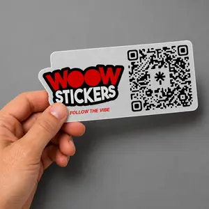 Custom QR Code Stickers - 100 Pack - 2.2" x 1" Personalized Vinyl Business Labels
