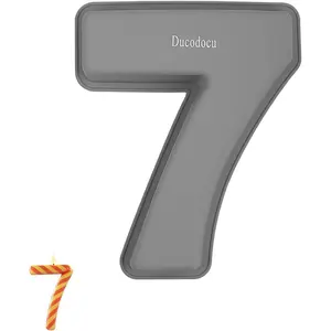Ducodocu Silicone Cake Pans 3D Large Number Cake Mould Novelty Cake Tins DIY Baking Mold for Birthday Wedding Anniversary 10 inch Number of 7