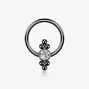 Blackline Royal Bali Essence Beaded Steel Captive Bead Ring