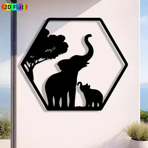 1pc Minimalist Elephant With Baby Elephant Metal Wall Art, Minimalist Elephant With Baby Elephant Statue Mural, Iron Craft, Perfect for Living Room, Garden, Zoo Corner Decor, Silhouette Wall Decor, Christmas Decor, Ideal Gift for Nature Lovers