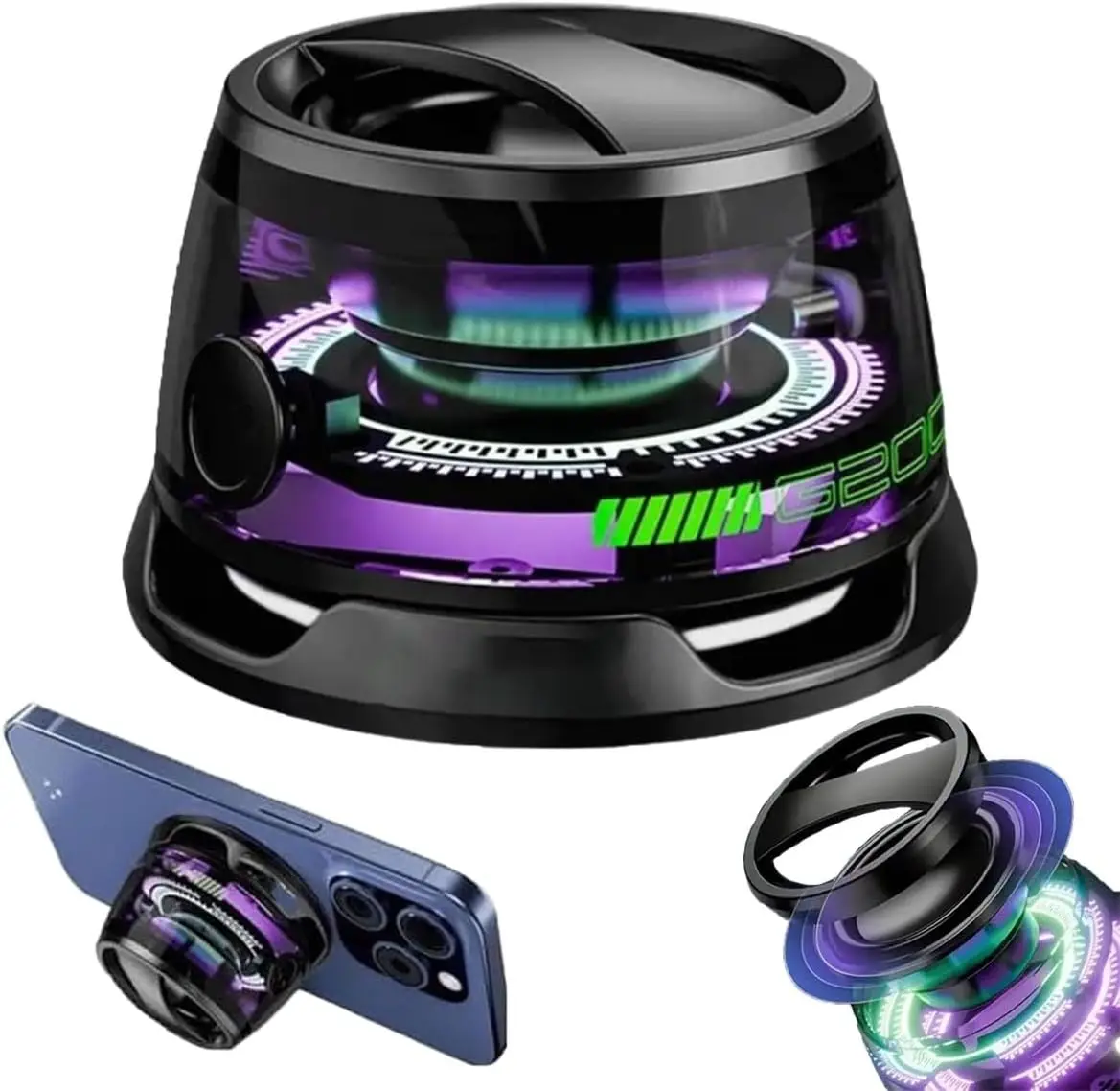 Viyawise G200 Speaker, Multifunctional Magnetic Bluetooth Speaker with Bluetooth 5.3, Cyber Magnetic Mini Bluetooth Speaker, Portable Wireless Small B