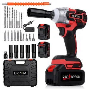 BRPOM Cordless impact wrench 1/2-inch High Torque 900N.m High Torque Electric  Gun Electric  Driver Compact  Rapid Charger & Tool Kit 2 Batteries Household, Automotive & Men's Gifts electricians tools