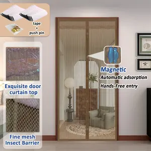 Magnetic automatic door curtain, door curtain top, suitable for various door types, equipped with magnetic insect proof mesh system, Fine Mesh Insect Barrier, block ultraviolet rays, adopts visible mesh design