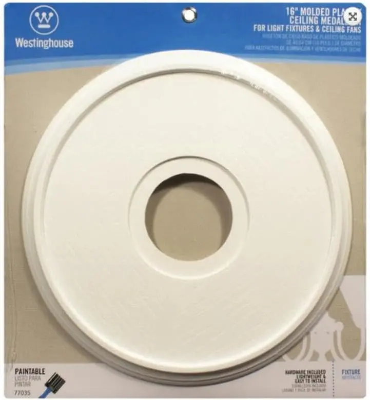 77035 7703500 Lighting Ceiling Medallions, Molded Plastic, 16 Inch Dia, 15-3/4", White