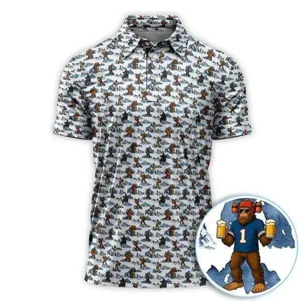 Bigfoot Beer Patten Polo Golf Shirt Short Sleeve Outdoors Menswear Casual