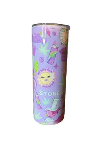 Pretty Stoner Pothead - Best Bitches - Stoned - Some Girls Get High - Light Lavender Purple - 20oz Skinny Sublimation Tumbler - Amy's Tumbler Junkies!