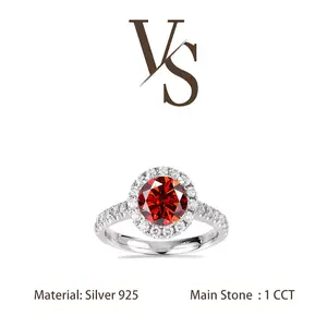 [Venus Jewelry] Synthetic Mossianite 1 CCT Regular Halo Setting Design Solid Silver 925 Ring