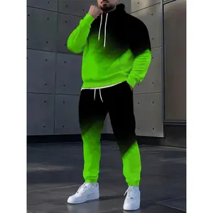 Men's Plus Size Casual Hoodie Set, Ethnic Pattern Print Sweatshirt & Jogger Pants, Sporty Long Sleeve for Fall Winter Outdoor Activities