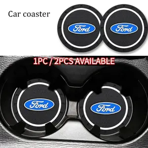 Ford Car Interior Accessories, Universal Fit Center Console Cup Holder Mat, Anti-Slip Water Bottle Pad, Customizable Decoration