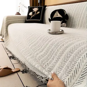 Solid Color Herringbone Pattern Sofa Cover, Soft Comfortable, Dustproof Sofa Protector for Home Living Room Office, Dustproof Sofa Slipcover