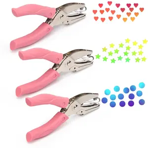3 count Handheld Hole Paper Punch  Handheld Metal Single Hole Paper Punch DIY Handheld Punch Hole Circle/Star/Heart-Shaped Single-Hole Paper Puncher
