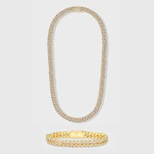 Iced Cuban Chain + Bracelet 14K Gold Plated - 10mm
