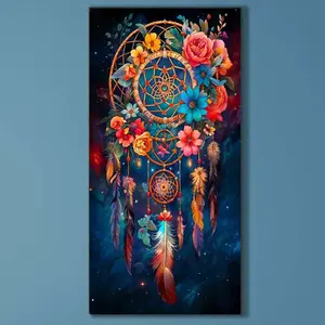 5D DIY Full Diamond Round Drill - Diamond Painting Kit Dream Net Flower Mosaic Canvas DIY Wall Art, Home Wall Decoration, Handcraft