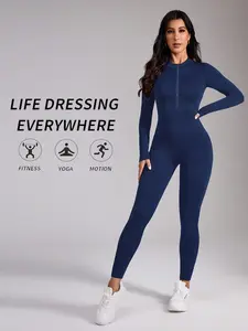 New High Waist Yoga Jumpsuit, Tight-Fitting Seamless Slimming Design, Professional Dance Training Sports Wear, 1 Piece Pack