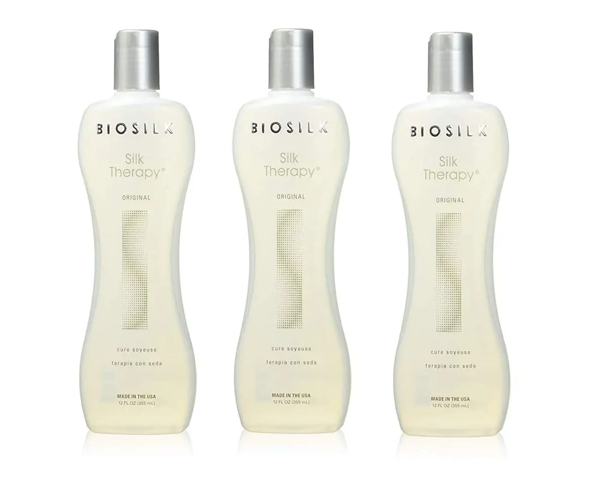 Biosilk Silk Therapy Original Leave-In Treatment, Hydrating Hair Moisturizer with Silk Proteins for Smoothing & Shine, For All Hair Types, 3 Pack, 12 oz Bottles, Hair Care Products