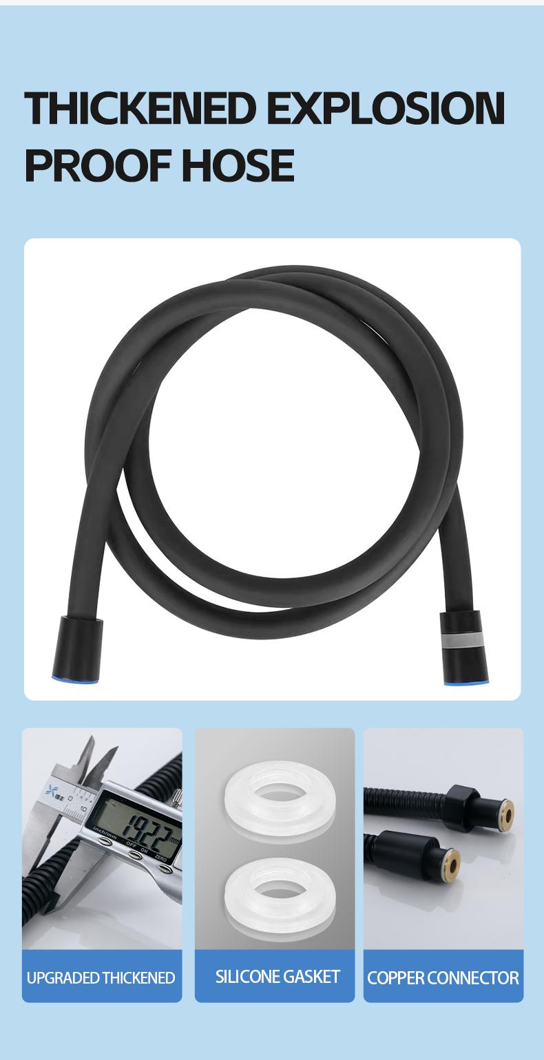 High Pressure Handheld Shower Head Combo, 5.12 Inch Rain Showerhead with 6 Spray Modes, Long Hose & Holder, Wall-Mounted Bath System, Polished/Matte Black, Works Great with Low Water Pressure, Ideal for Modern Bathroom Showers