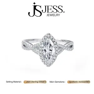 ��#110��Encounter 1ct Marquise Cut Real Synthetic Moissanite Twisted Pave Setting Ring S925 Sterling Silver Jewelry Perfect Gift for Women