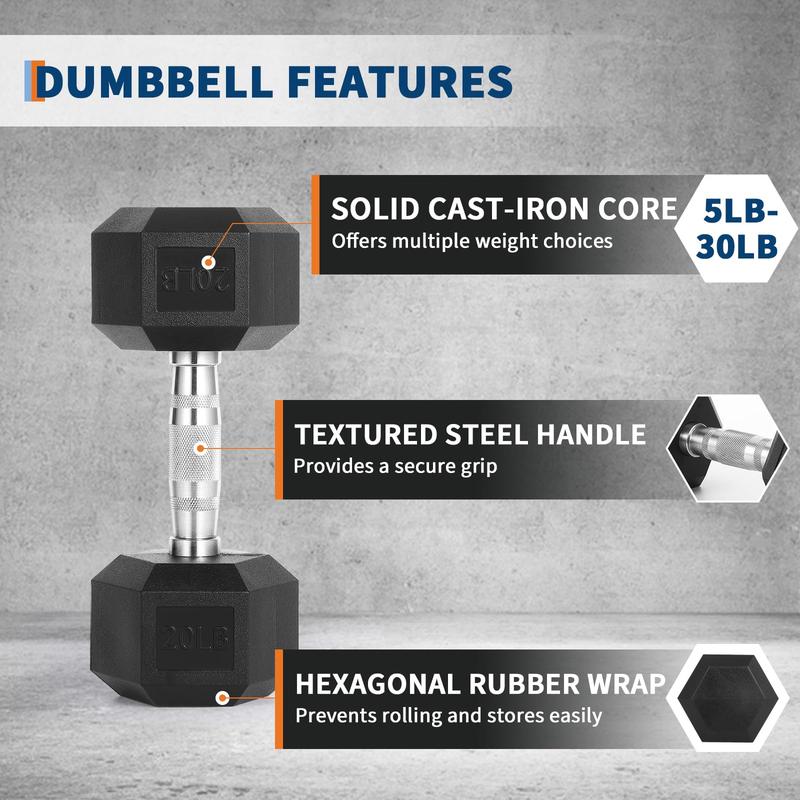 60 LB-100 LB Hex Dumbbells Set, 5-30 LB PVC Hex Dumbbell Weights Set for Strength Training, Exercise & Fitness Dumbbells,100 LBS (20x2+30x2)