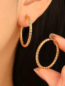 Hypoallergenic Stainless Steel Small Hoop Earrings Suitable for Women - (Non-Tarnish & Anti-Fade) Lightweight Sensitive Light Beige Earrings, Minimalist Everyday &, Gift for Her