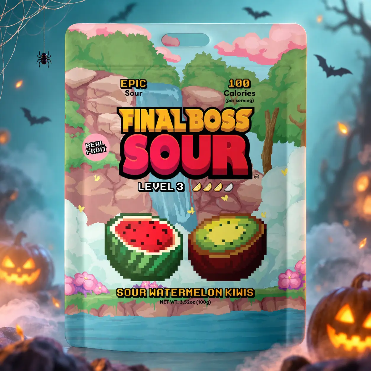 Final Boss Sour Watermelon Kiwis – Level 3 Drop | Real Fruit, Extreme Sour Powder | 1-Pack or 4-Pack