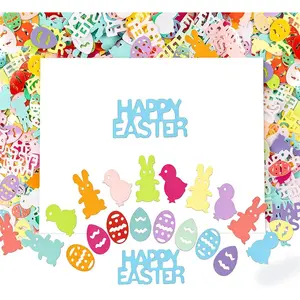2000 count Easter Confetti, 2.1oz Glitter Metallic Foil  Egg Chicken Shape Table Scatters in  Box,  Confetti for DIY Party Decorations, Easter Basket Stuffers & Craft Supplies