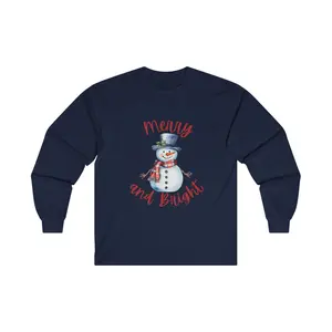 Merry and Bright Long Sleeve Tee, Christmas Shirt, Women’s Clothing, Holiday Clothing, Winter Shirt