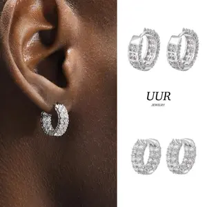 UURiel  Unisex Fashionable And Elegant Shining Zircon Golden Hoop Earrings ,Classic Retro Banquet Decoration Exquisite Festival Gift