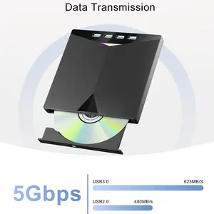 7-in-1 USB 3.0 Type-C External DVD Drive, Plug and Play CD/DVD Writer with 4 USB Ports and SD/TF Card Reader, Works with Windows 11/10 Mac Linux