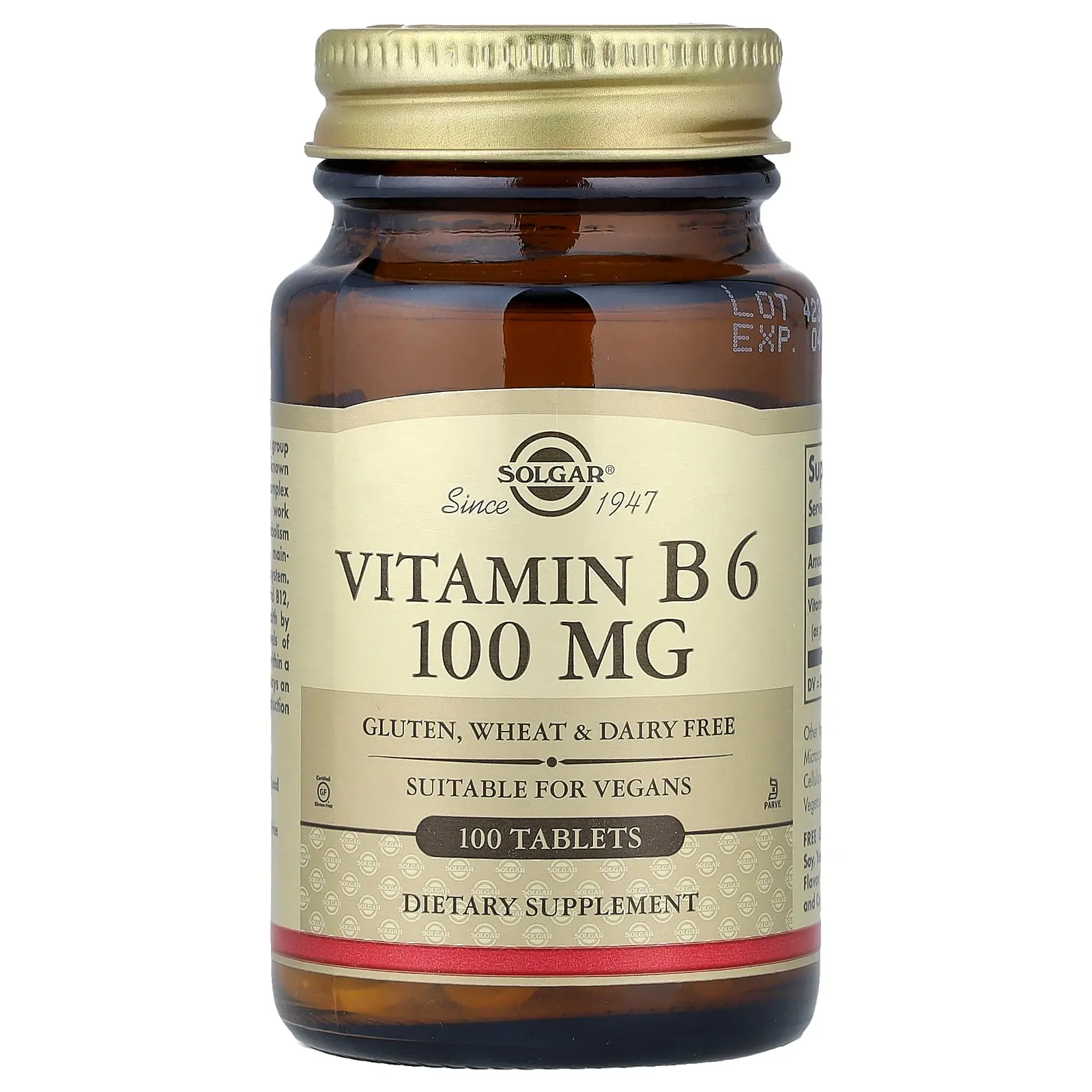 Solgar Vitamin B6, 100 mg, 100 Tablets