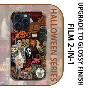 Halloween Ghost Phone case for iPhone 17Pro Max Air 16 15Plus 14 13 12 11 XR XS cases, Scary Pumpkin Shockproof Protection 2-in-1 Phone Case.HY26