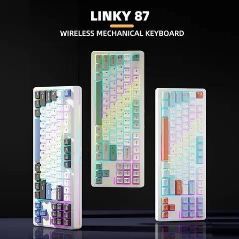 ELECFOX LINKY87 Mechanical Keyboard, Tri-Mode Wireless Keyboard, Hot-Swappable Creamykeybaord, Gasket Mount with Foam, TaiChi Switches, PBT Keycaps, RGB Backlit, Keyboard for Gaming & Working, PC Accessory