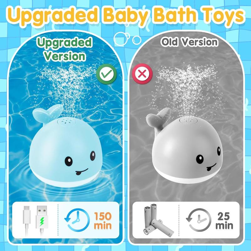 Baby Bath Toys for Kids Ages 1-3, Whale Bath Toy Sprinkler Light up Bath Toys for Babies 6-12 Months, Water Pool Bathtub Toys Toddlers, Newborn Baby Birthday 1 Year Old Boy Toys