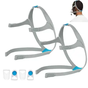 2pcs Airfit F30 Headgear, Headgear Strap Replacement Compatible with Airfit F30 CPAP Mask, Adjustable Headband with 4 Clips, 2-Pack, Medium